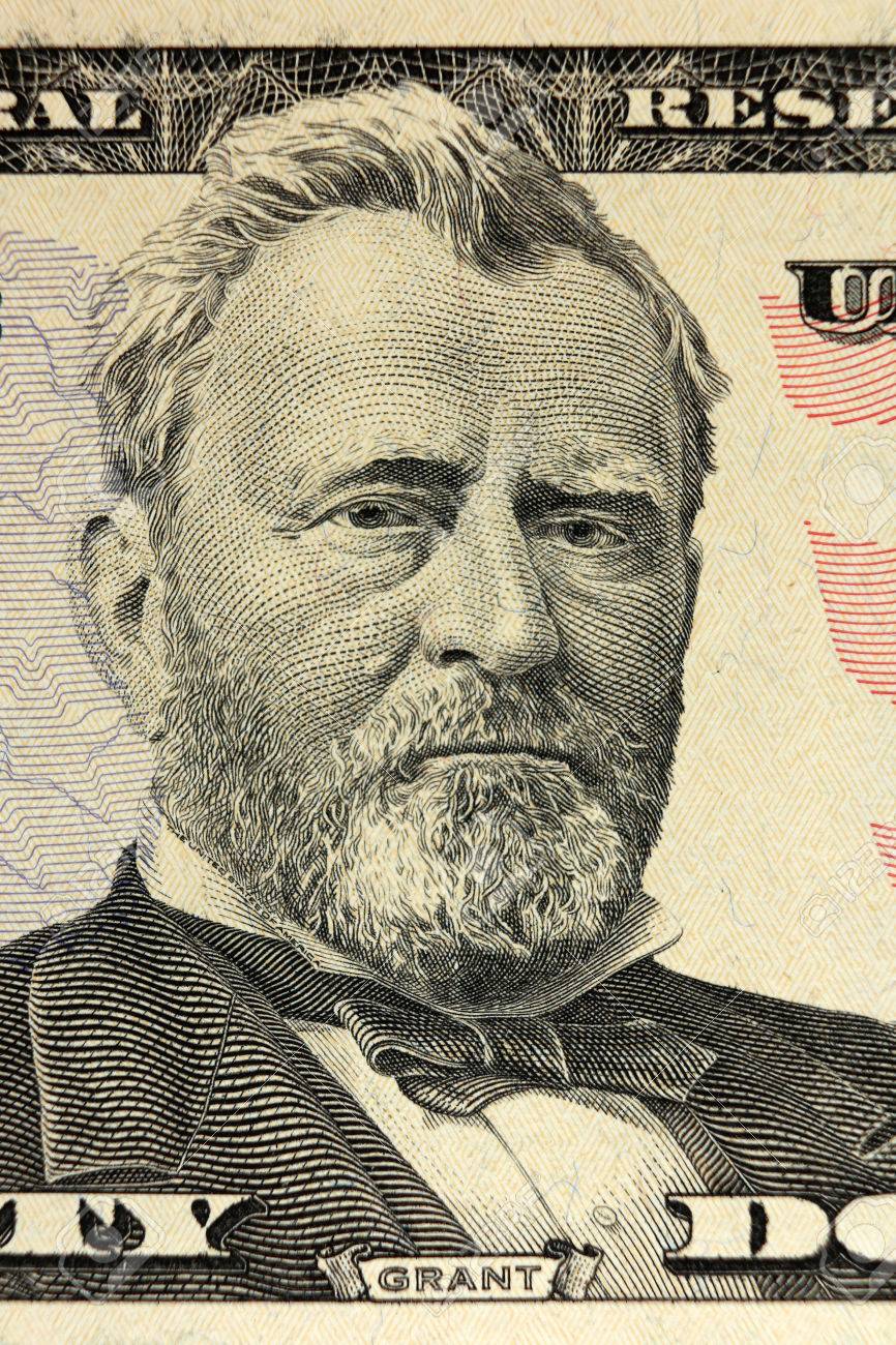 アメリカ合衆国ドル紙幣のアメリカ合衆国 ユリシーズ グラント 彫刻の肖像画 の写真素材 画像素材 Image