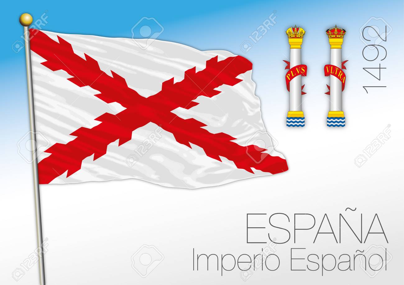 スペイン帝国の歴史的な旗 1492 年 スペインのイラスト素材 ベクタ Image