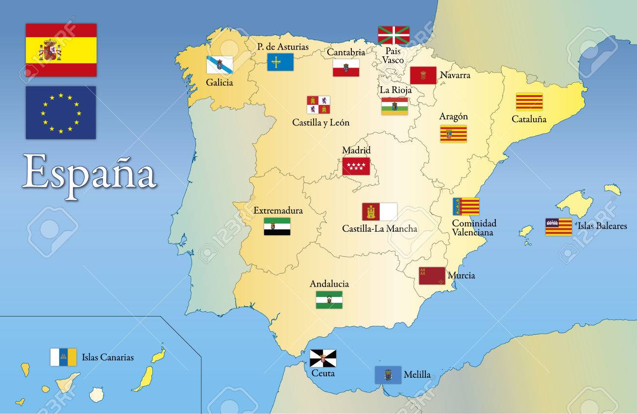 carte communauté espagne Espagne, Drapeau Régional Et Carte, Communauté Autonome D'Espagne 