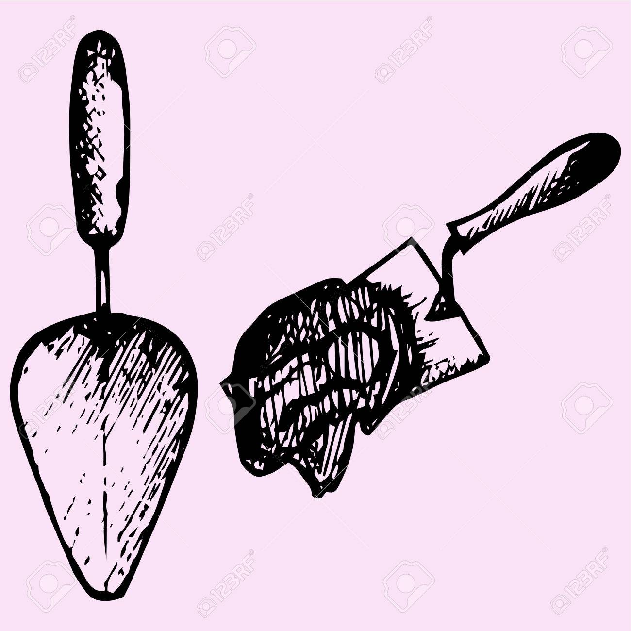 セメント モルタル落書きスタイル スケッチ イラスト手描き下ろしベクトル セットこて のイラスト素材 ベクタ Image