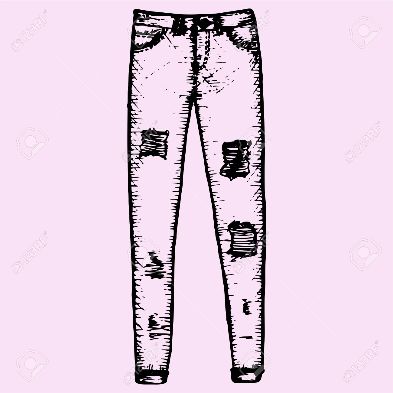 Pantalones De Mezclilla, De Estilo Ilustración, Croquis Dibujado A Mano, Vector De La Mujer Ilustraciones Vectoriales, Clip Art Vectorizado Libre De Derechos. Image 67805512.