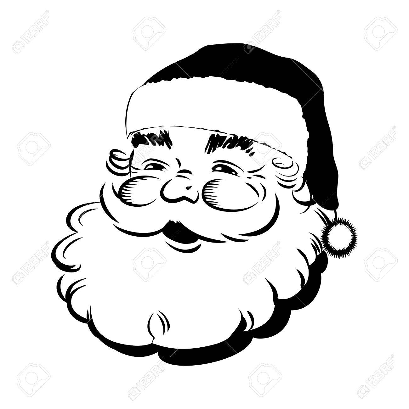 Santa Claus Smiling Classic Cartoon Head Retro Clip Art