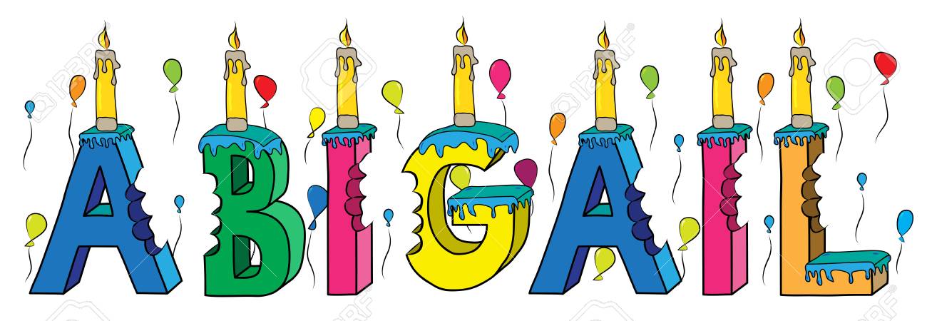 Abigail Prenom Mordu 3d Colore Lettrage Gateau D Anniversaire Avec Des Bougies Et Des Ballons Clip Art Libres De Droits Vecteurs Et Illustration Image 9129