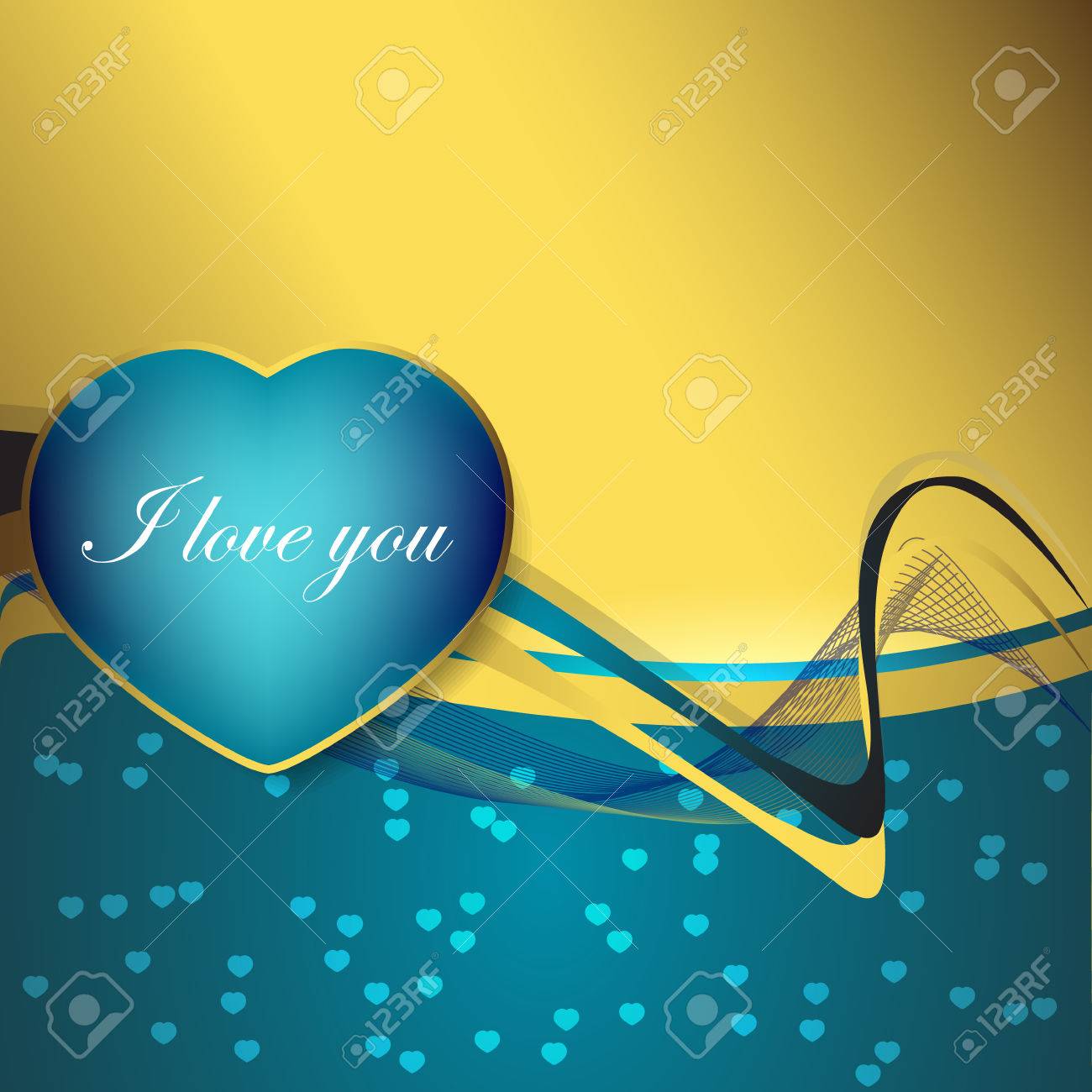 青いハートと Valentine S 日の壁紙 のイラスト素材 ベクタ Image