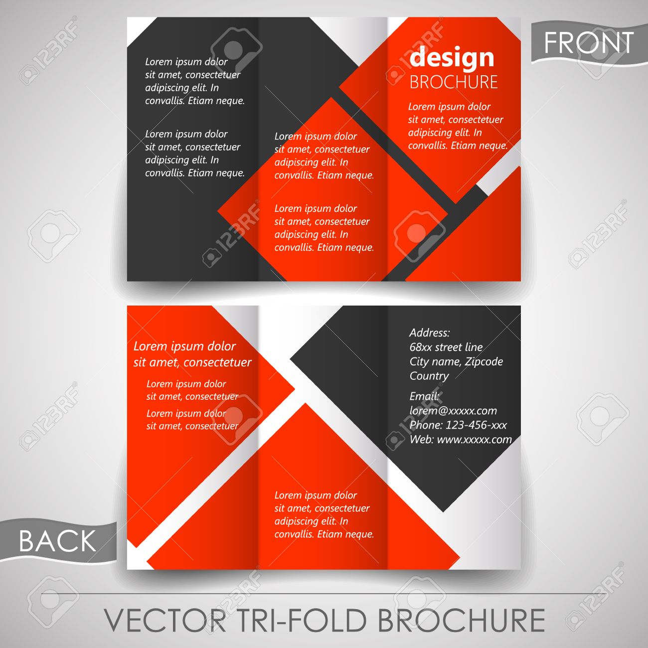 business tri fold flyer template or corporate brochure cover