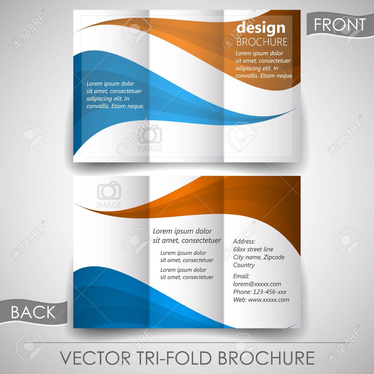 business tri fold flyer template or corporate brochure cover