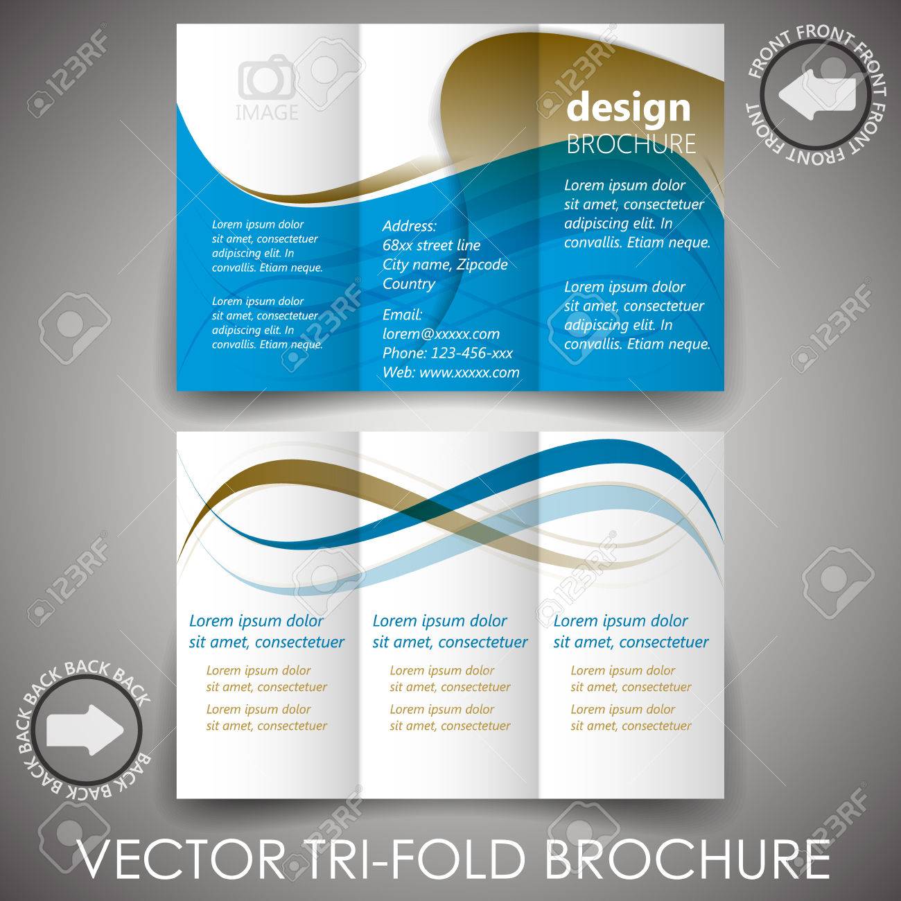 business tri fold flyer template or corporate brochure cover