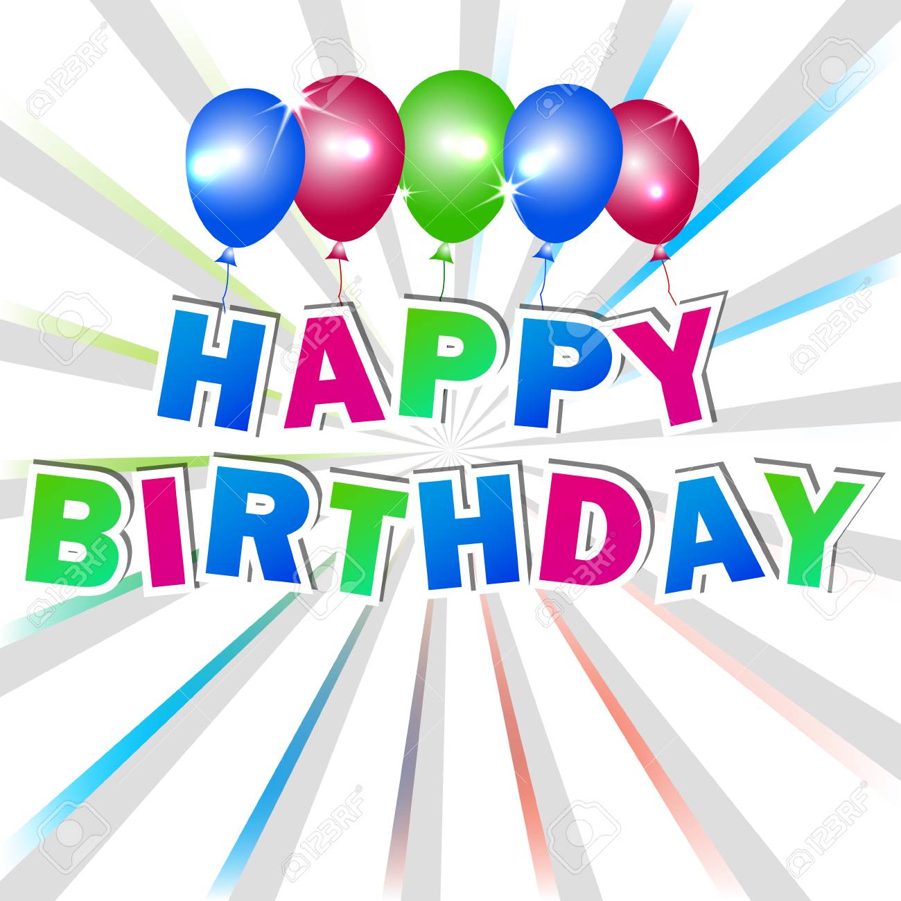 Fond Joyeux Anniversaire Avec Le Ballon Et Effet De Lumiere Clip Art Libres De Droits Vecteurs Et Illustration Image