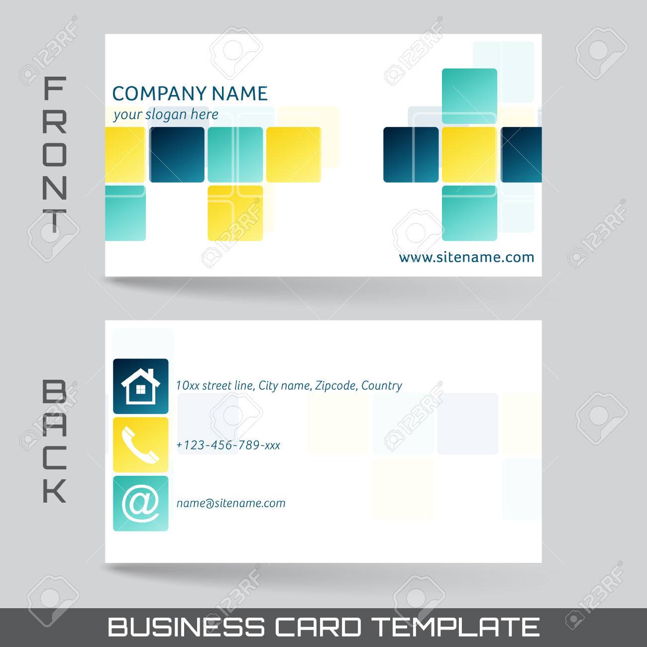 business card template or visiting card set front and back side