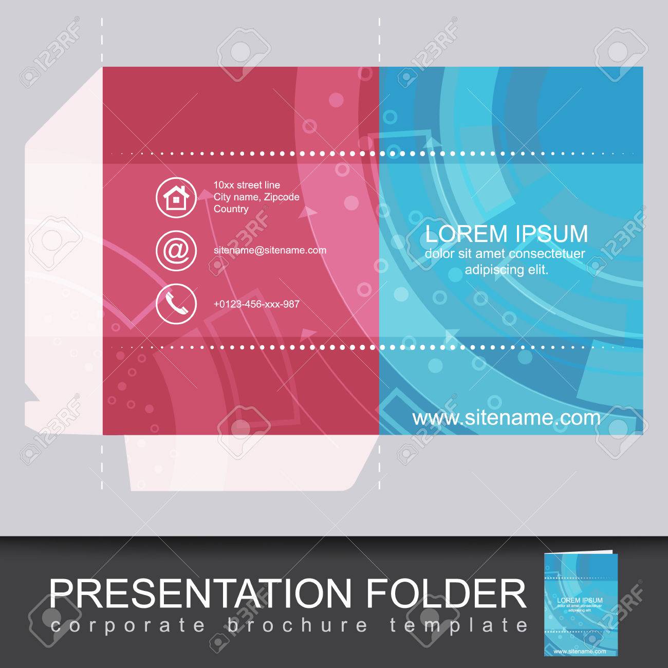 presentation corporate folder template with die cut design vector presentation folder template