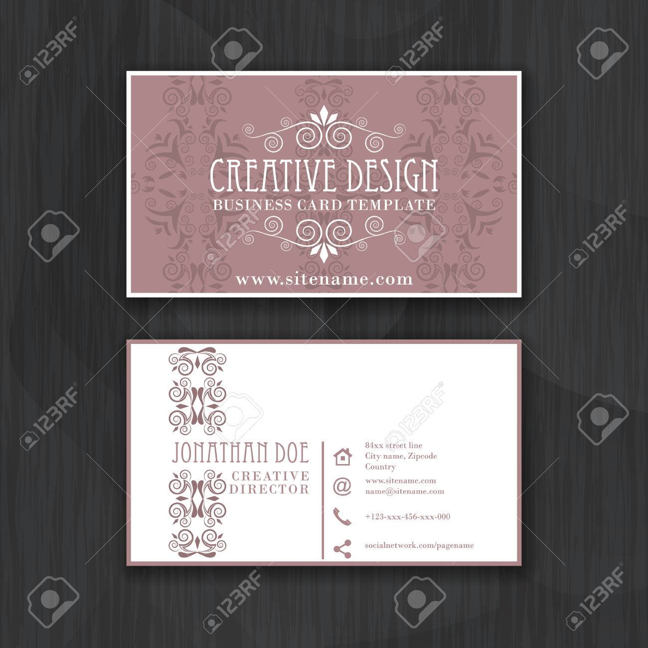 vintage elegant horizontal business card template for personal
