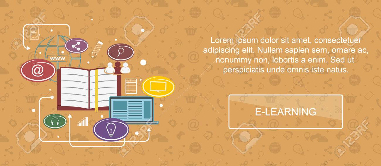 E-learning. Web Banner, Slider Or Vector Flat Background. Royalty Free Cliparts, Vectors, And Stock Illustration. Image 58746736.