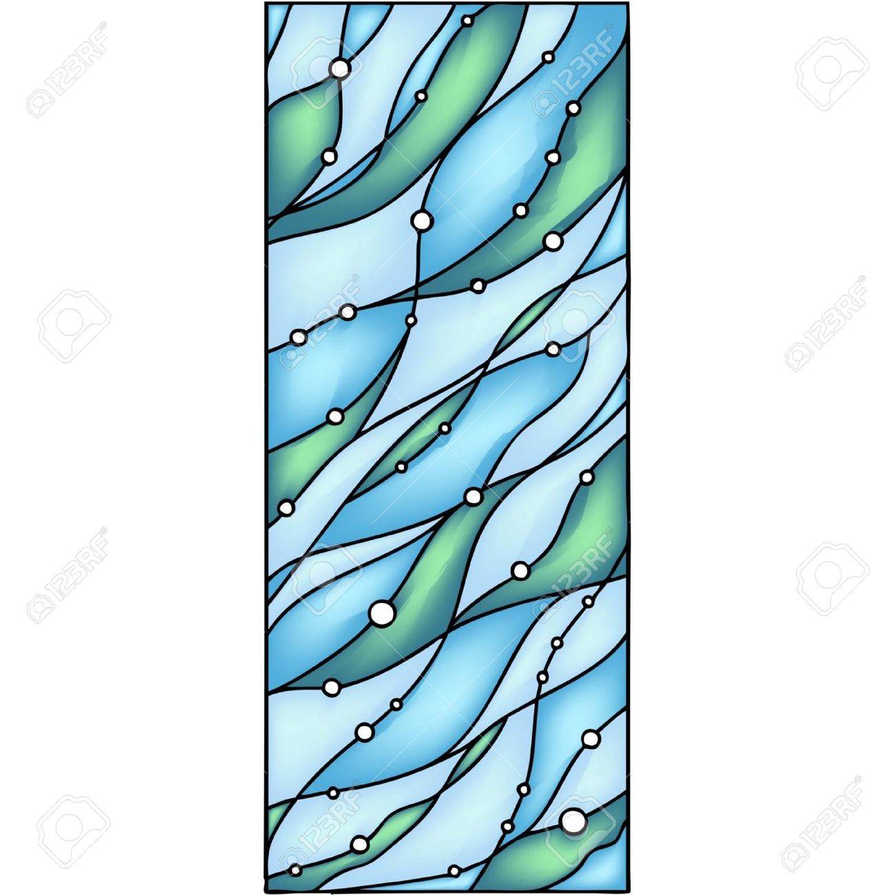 抽象的な手描きの構成 ステンド グラスの窓で海の下でベクトルのイラスト のイラスト素材 ベクタ Image