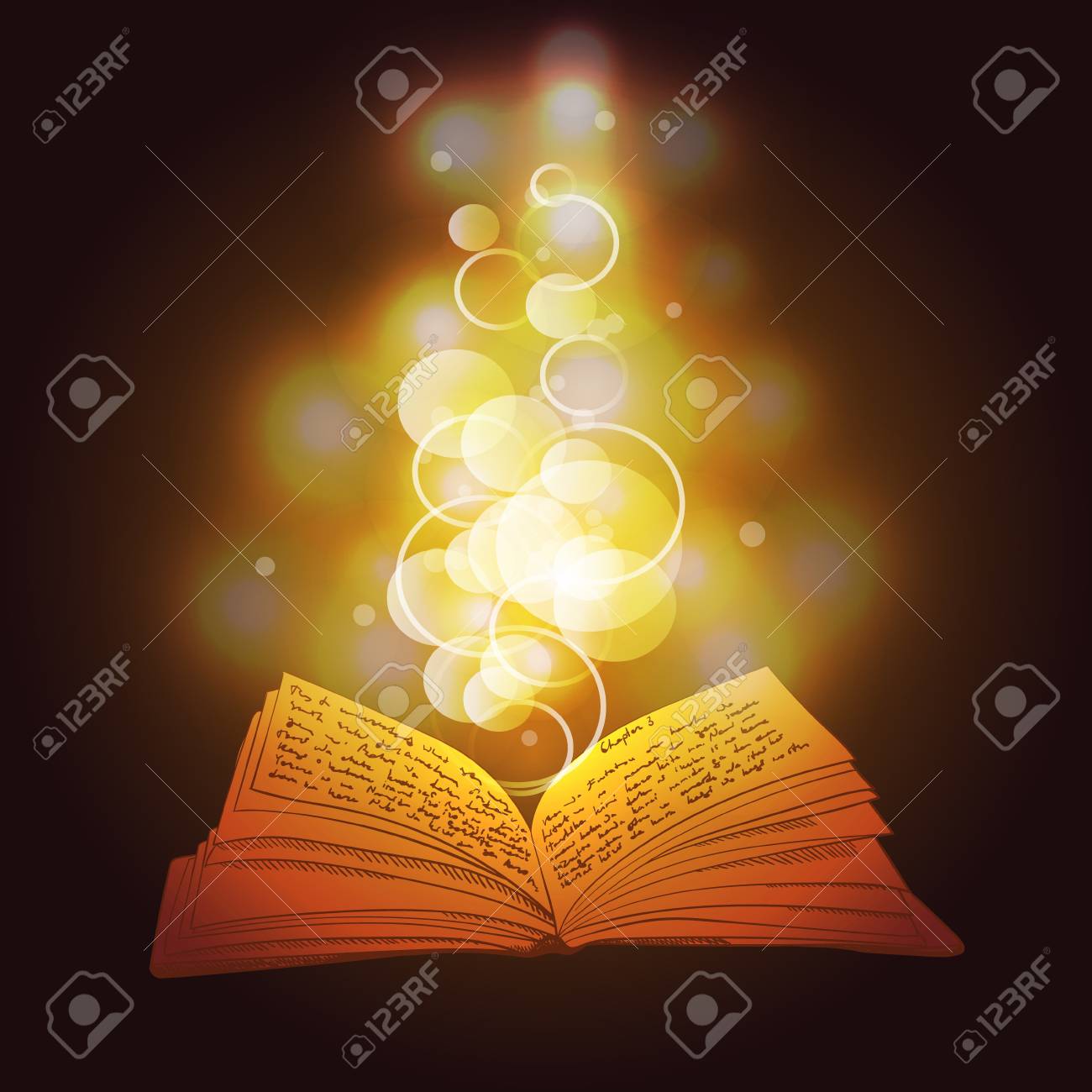 魔法の黄色い光で開いた本のベクター イラストです のイラスト素材 ベクタ Image