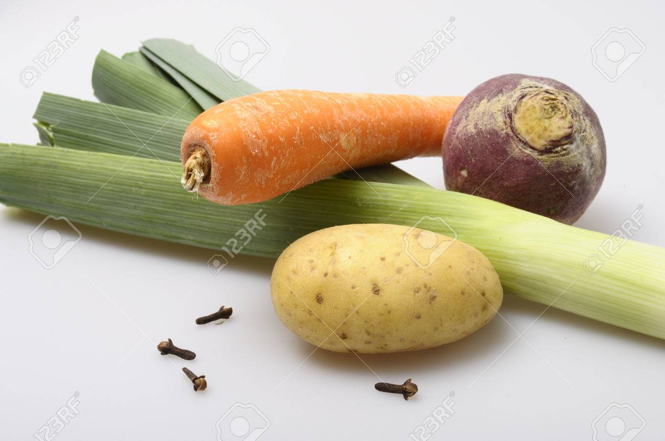 Ingredients For French Recipe Of Pot Au Feu Carrot Leek Potato