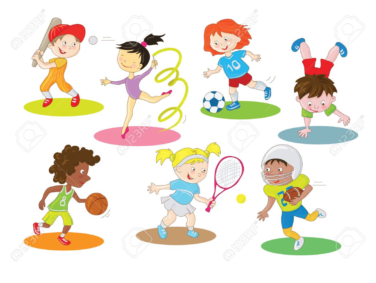 Happy Healthy And Active Children Doing Indoor And Outdoor Sports Royalty Free Cliparts Vectors And Stock Illustration Image 48635368