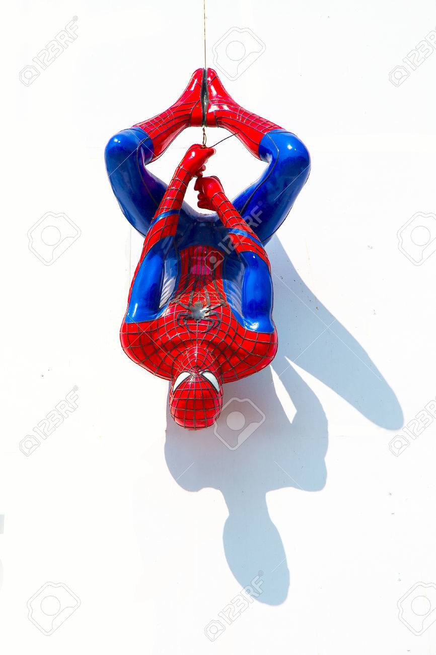 ayuttaya thailand december 30 2014 spider man model upside