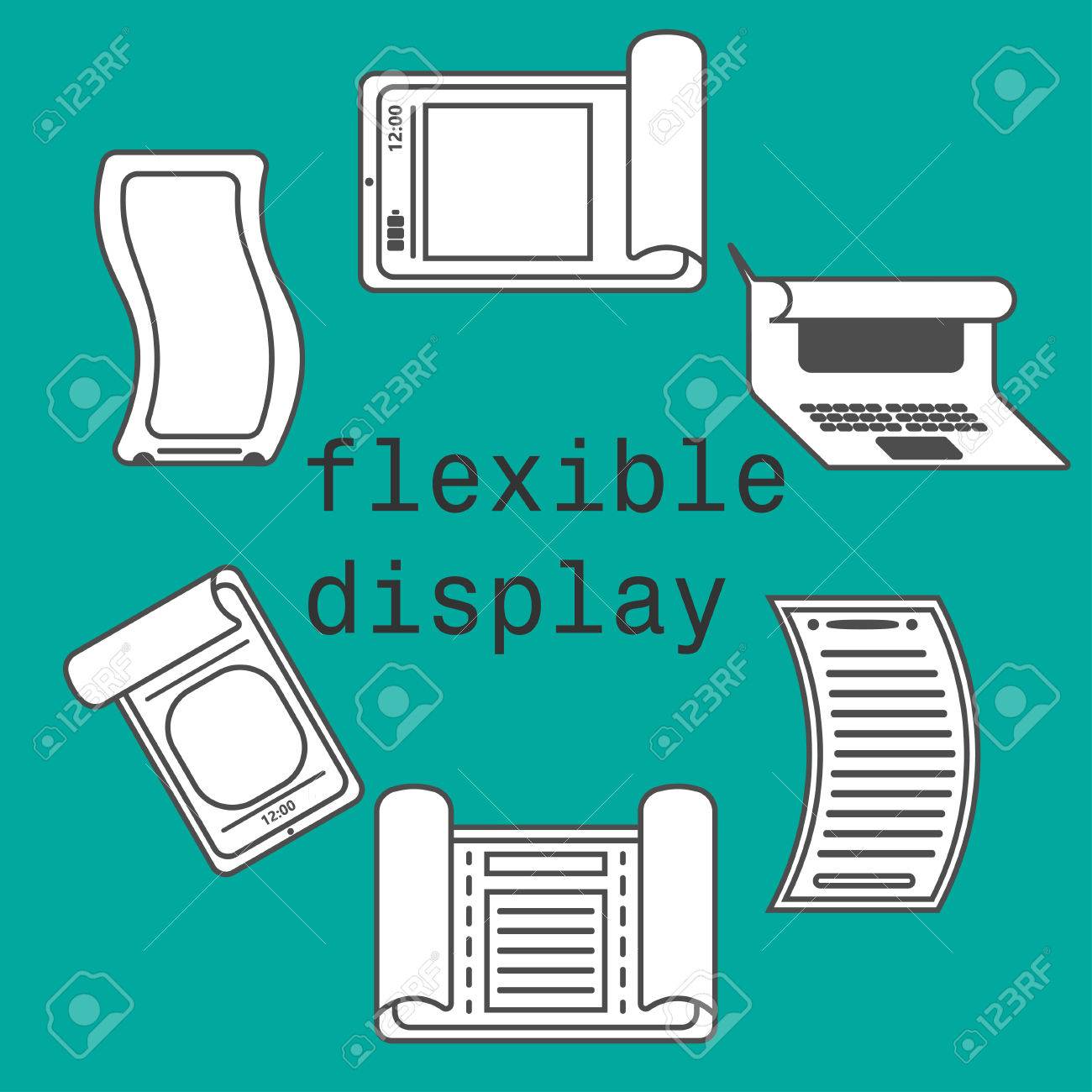 フレキシブル ディスプレイのアイコン スマート フォン フラット スタイル色の背景のイラスト素材 ベクタ Image