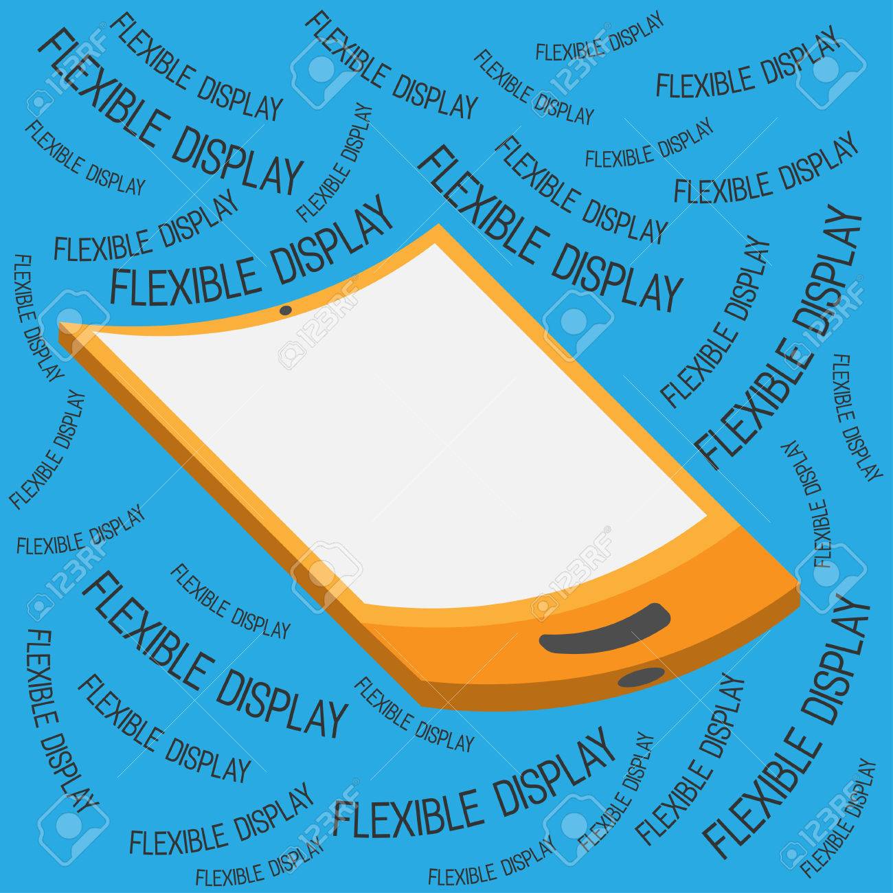 フレキシブル ディスプレイ スマート フォン フラット スタイルの背景色 の写真素材 画像素材 Image