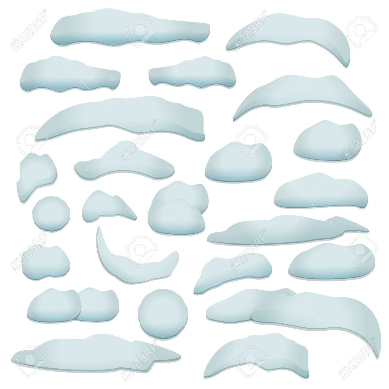 Snow texture design elements set. Snow cap, snowball, snowdrift with transparent shadow. - 53173353 Snow texture design elements set. Snow cap, snowball, snowdrift with transparent shadow. - 53173353