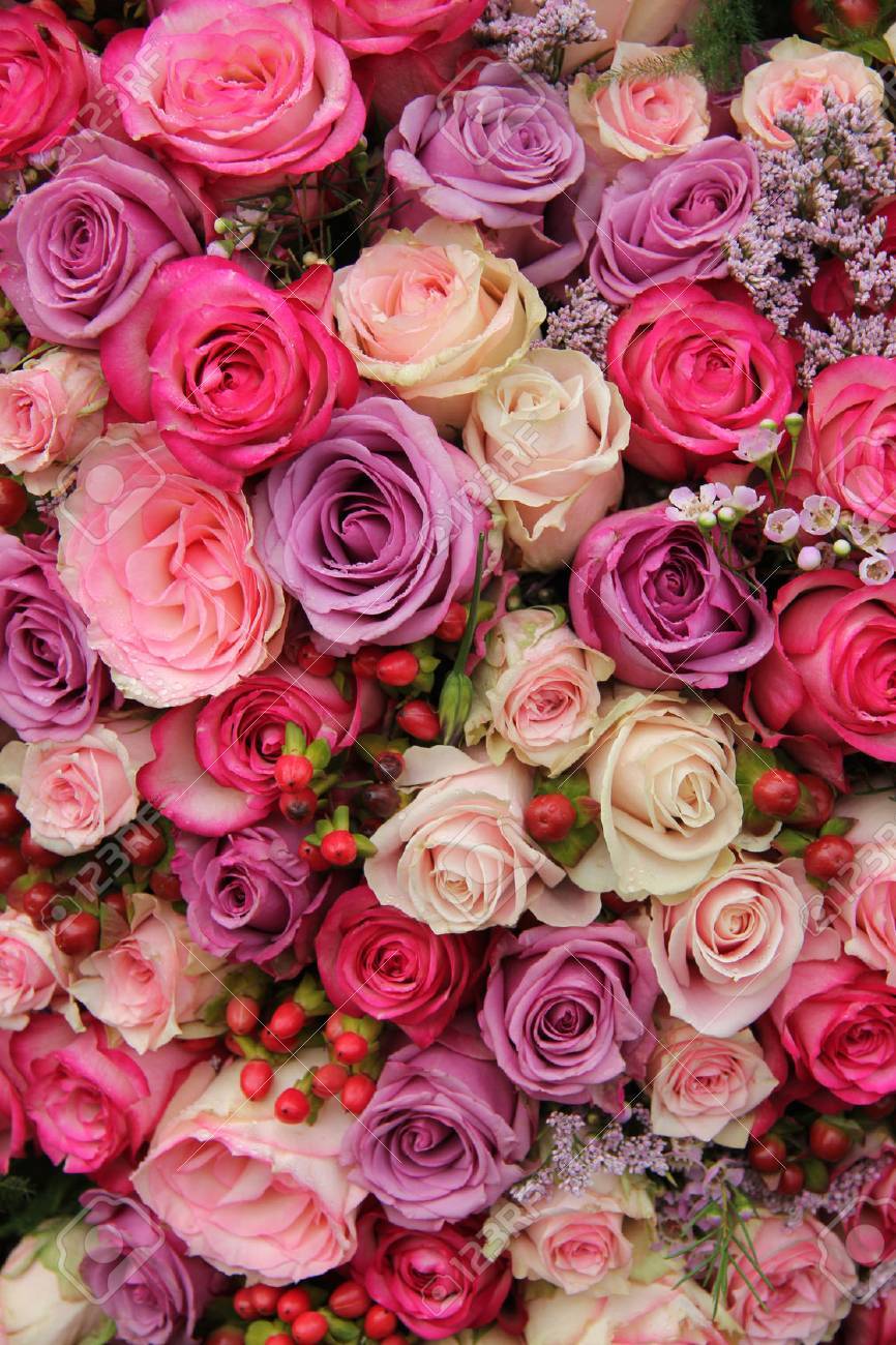 Wedding flowers: roses in various pastel colors - 22676043 Wedding flowers: roses in various pastel colors - 22676043