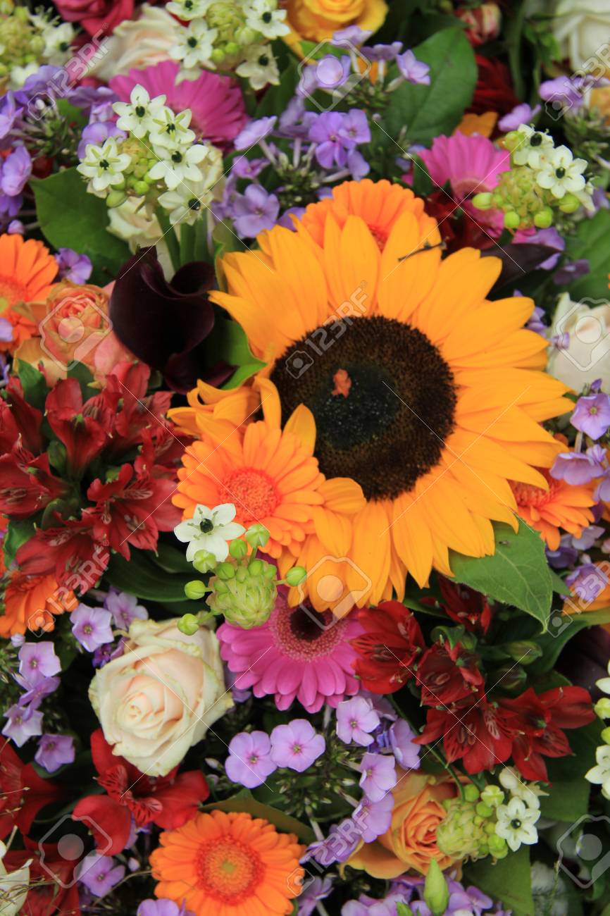 明るい色の花を混合 カラフルな夏の花束 の写真素材 画像素材 Image