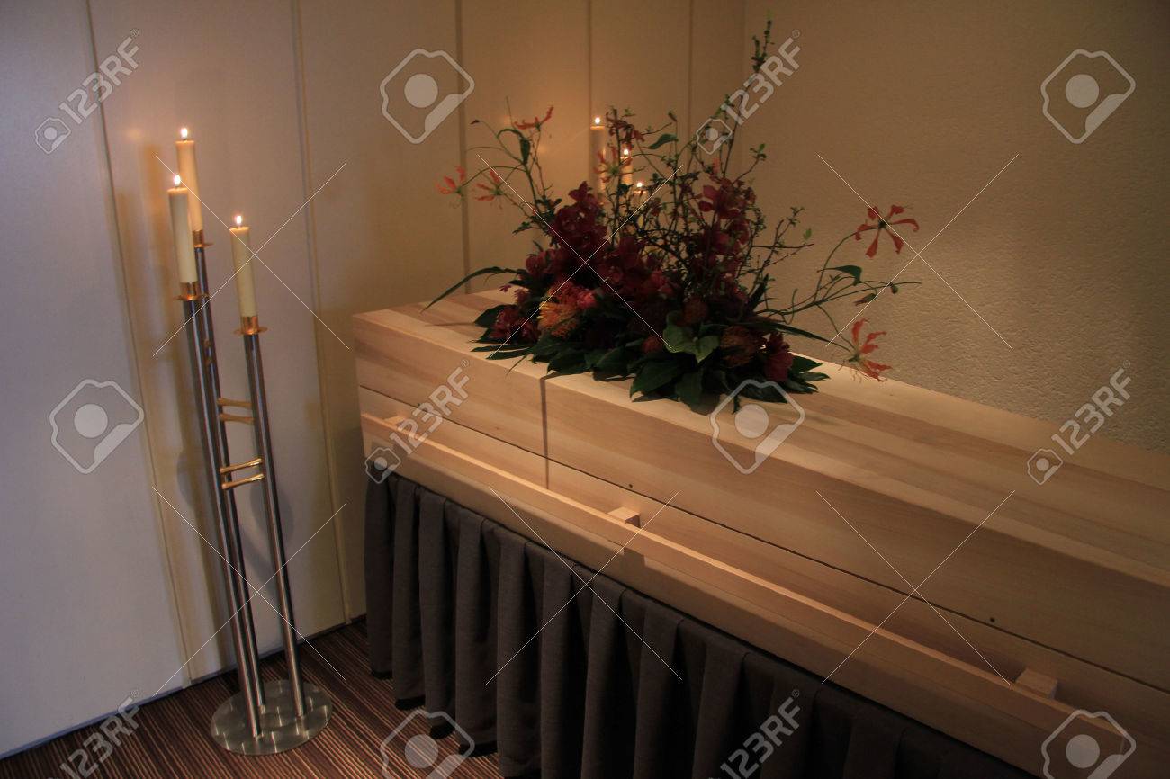 Wooden casket - contemporary style - in a funeral home - 53922553 Wooden casket - contemporary style - in a funeral home - 53922553