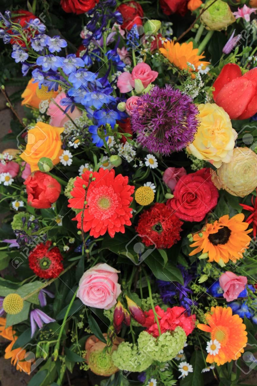 Mixed Flower Arrangement Various Flowers In Different Colors Stock Photo Picture And Royalty Free Image Image 81922914