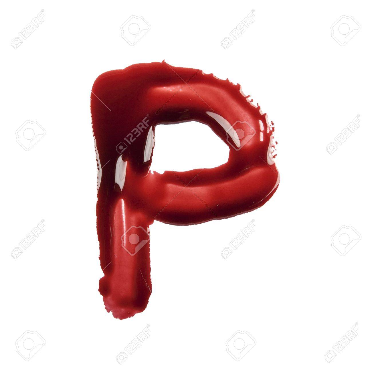 blood fonts written with bloody fingers the letter p stock photo the letter p
