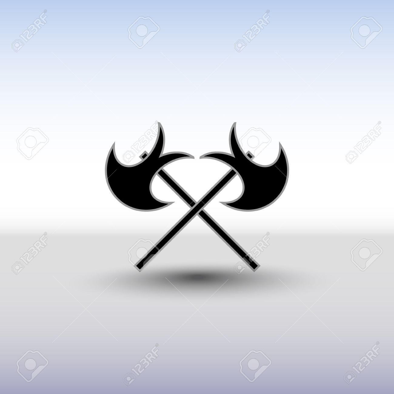 交差した戦いは軸のアイコンです 背景と影の戦いの斧のアイコン ゲーム デザイン クリップ アートの戦い軸をクロスします のイラスト素材 ベクタ Image