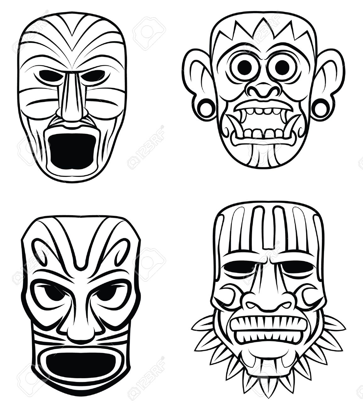 Totem Mask Set Collection Royalty Free SVG, Cliparts, Vetores, e  Ilustrações Stock. Image 35687964., image size:1155x1300