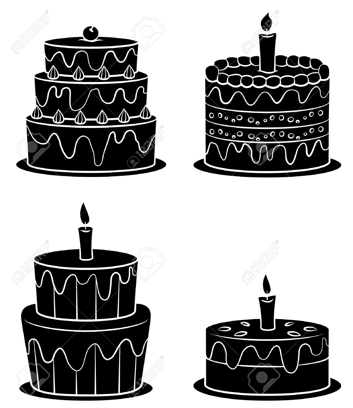 Noir Collection Silhouette De Gateau D Anniversaire Clip Art Libres De Droits Vecteurs Et Illustration Image