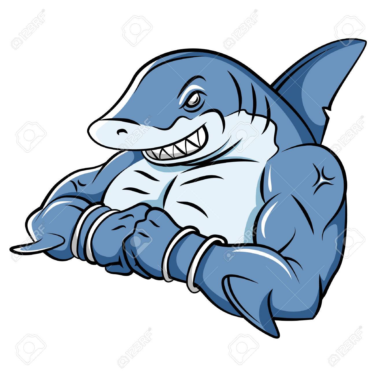 サメの強いマスコットのイラスト素材 ベクタ Image サメの強いマスコットのイラスト素材 ベクタ Image