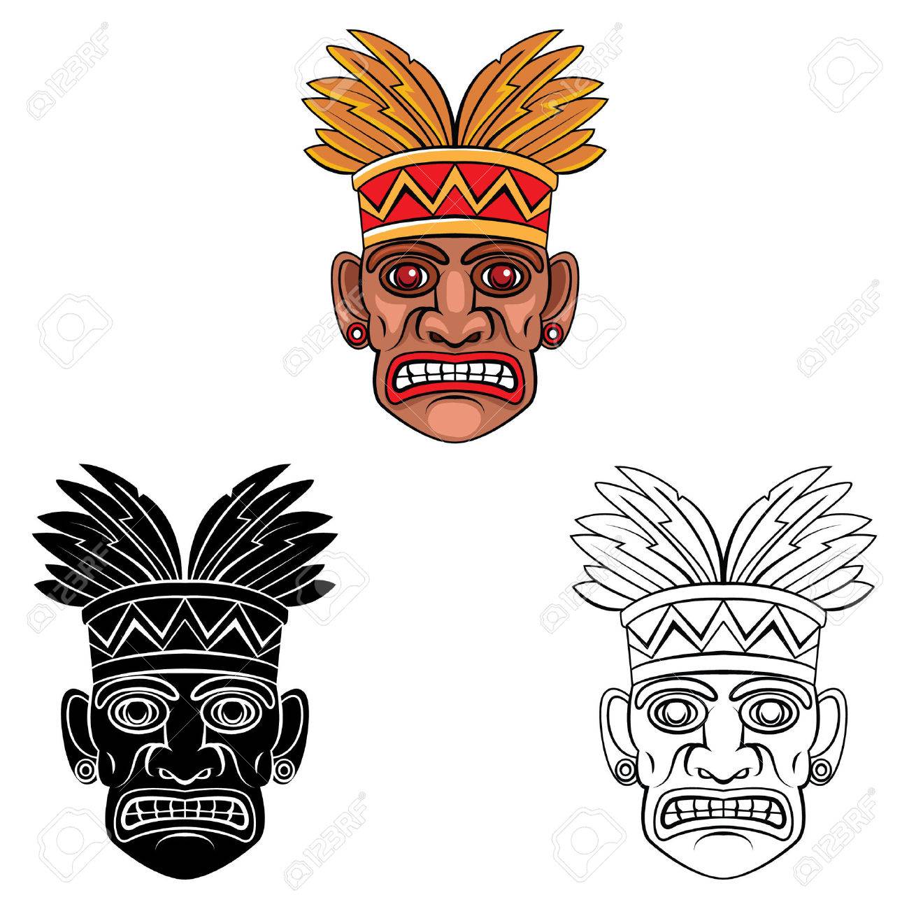 Hawaï Caractère De Bande Dessinée Masque Livre De Coloriage Clip 