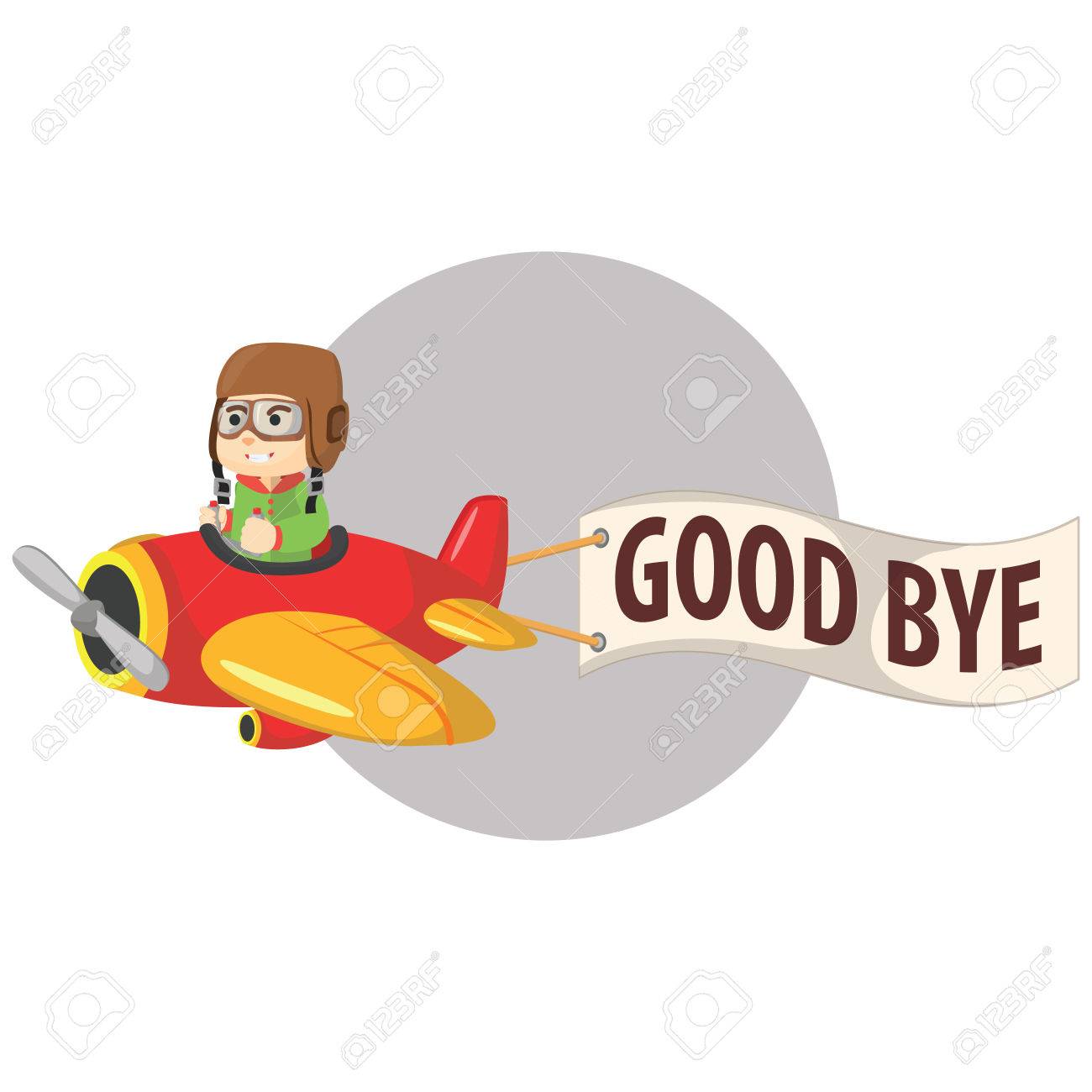 boy équitation avion et dire au revoir clip art libres de droits