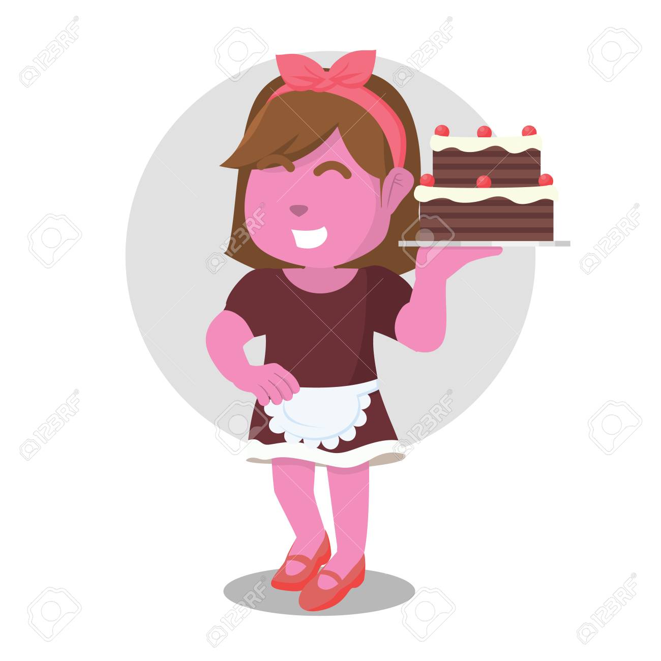 ピンクの主婦があり Cakea 在庫ありイラストのイラスト素材 ベクタ Image