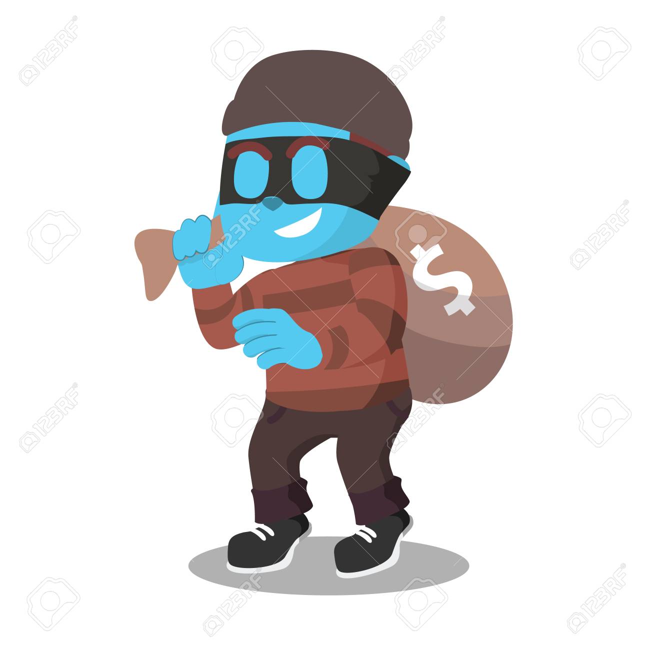 blue thief with money sackâ stock illustration ロイヤリティフリー