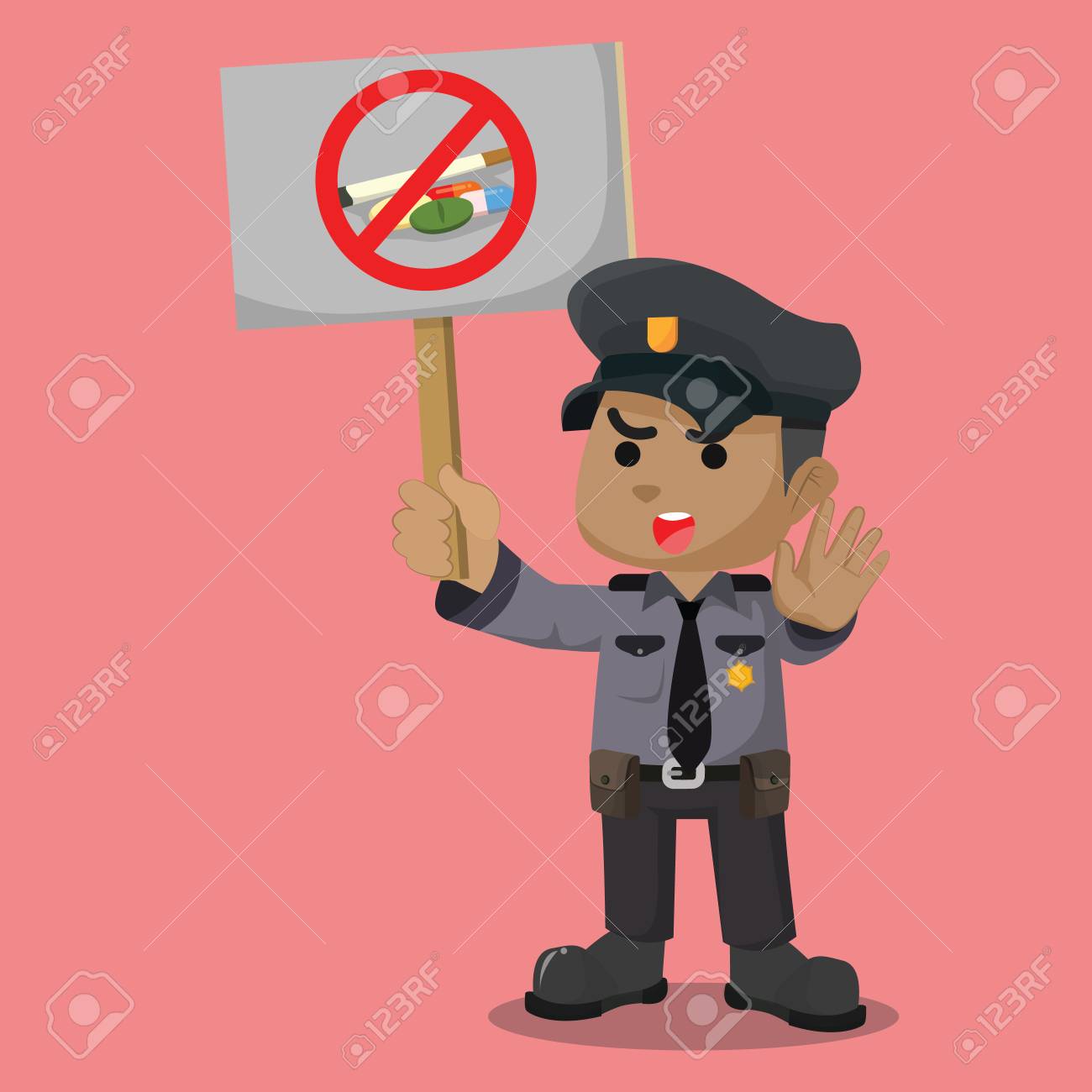 African police say no to drugs– stock illustration - 92850508 African police say no to drugs– stock illustration - 92850508