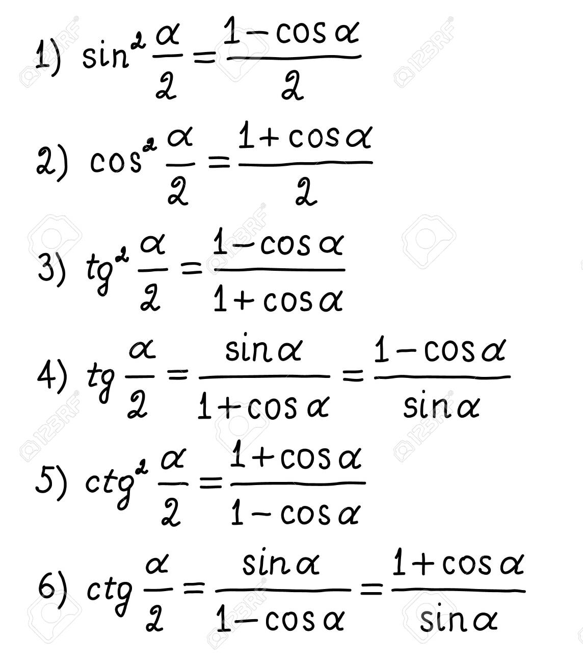 all trigonometric identities formulas