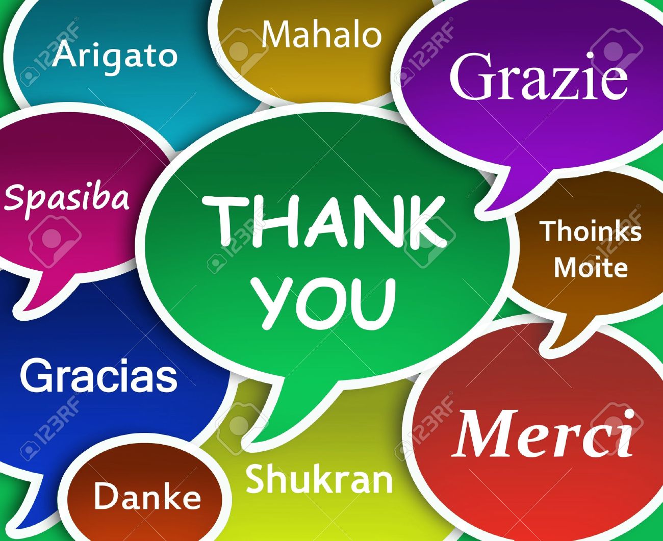 illustration of thank you in many languages stock photo picture and