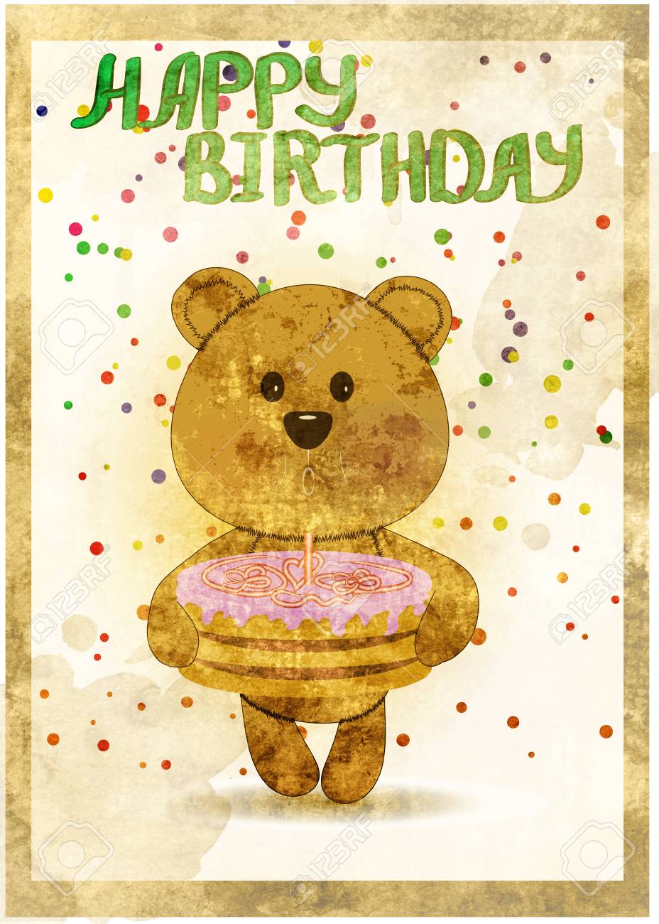 Carte De Joyeux Anniversaire Avec Ours Amusant Et Gateau Dans Le Style Grunge Banque D Images Et Photos Libres De Droits Image Carte De Joyeux Anniversaire Avec Ours Amusant Et Gateau Dans Le Style Grunge Banque D Images Et Photos Libres De Droits Image