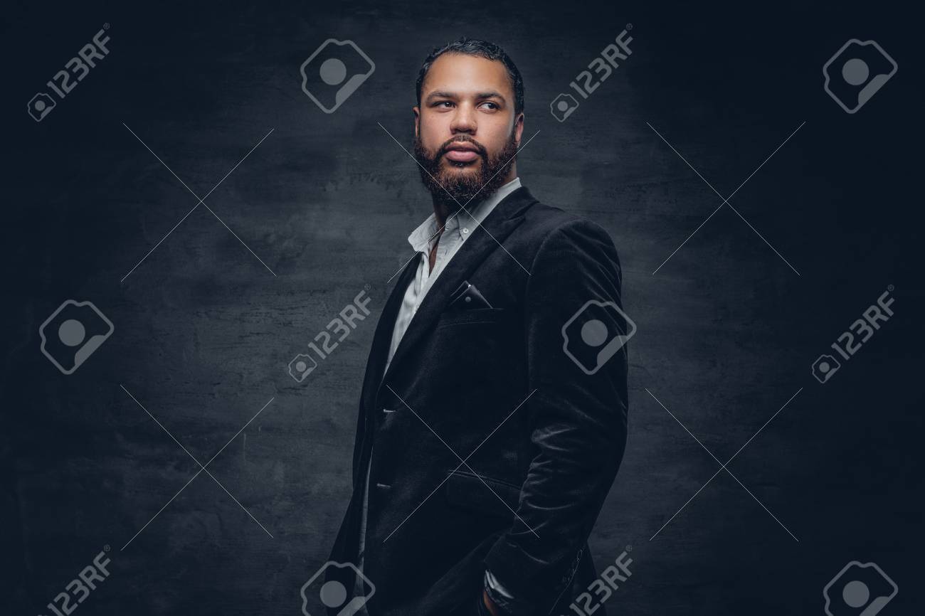 Portrait of bearded black man in a wool suit. - 71355840 Portrait of bearded black man in a wool suit. - 71355840