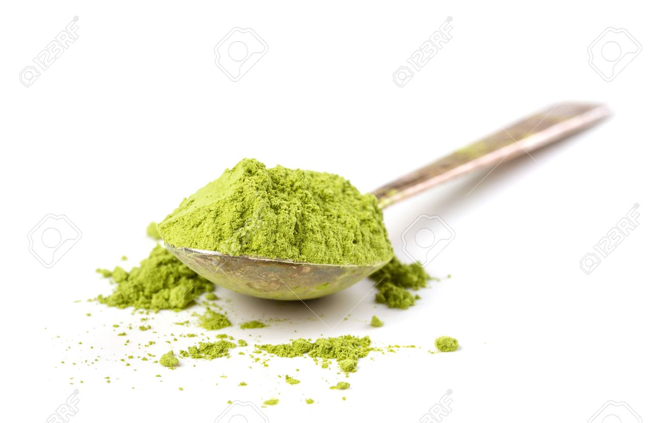 Powder green tea isolated on white background - 44577024 Powder green tea isolated on white background - 44577024