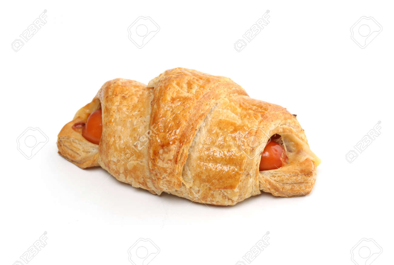 Delicious of sausage croissant on white - 163158824 Delicious of sausage croissant on white - 163158824