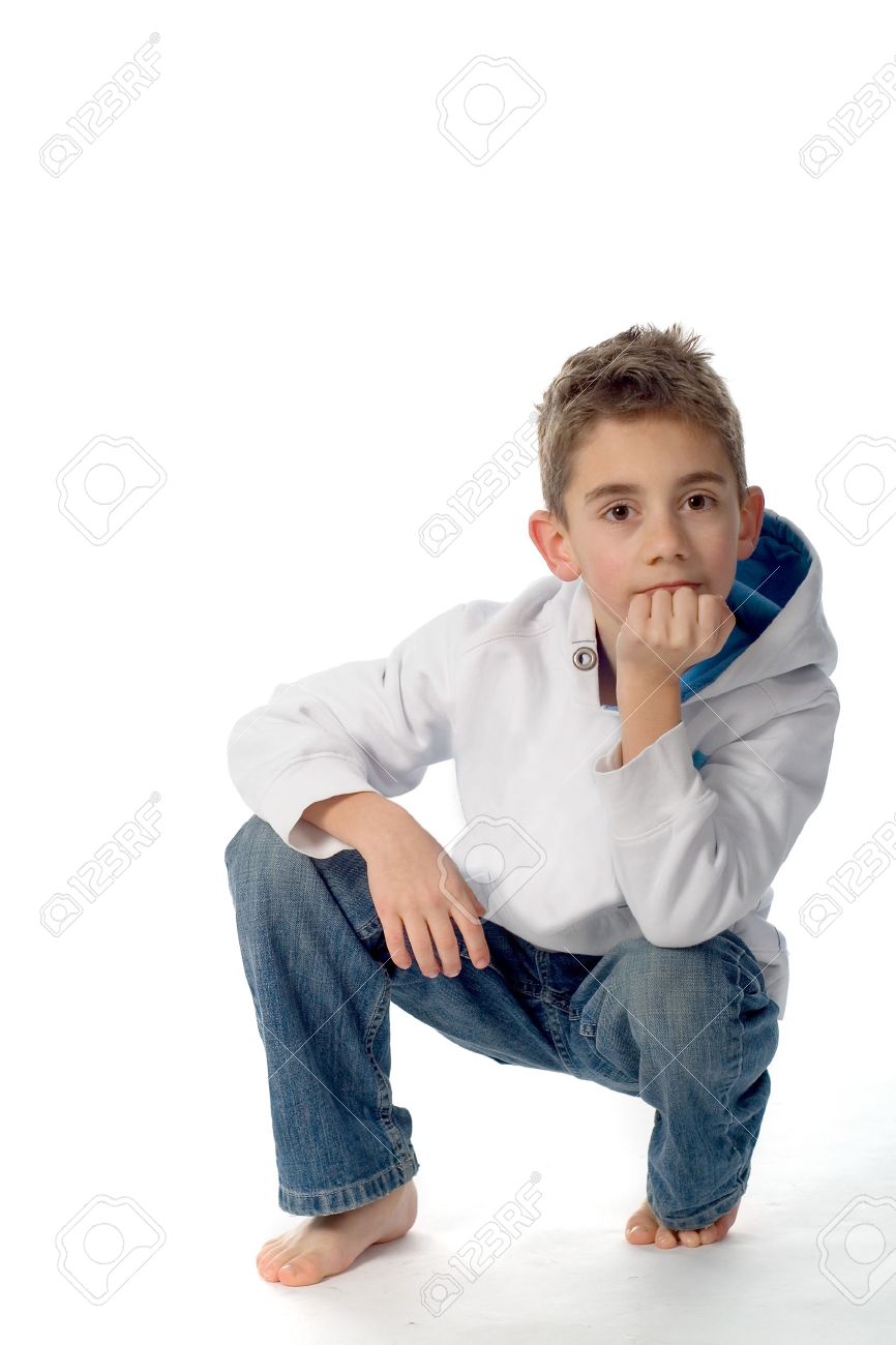 A Tough Boy Sitting On A White Background Stock Photo Picture And Royalty Free Image Image