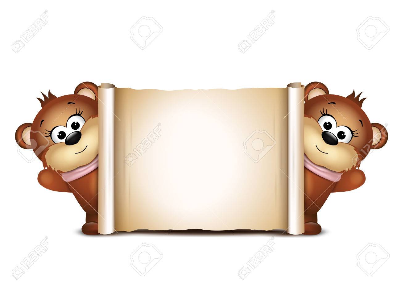 postcard design template two teddy bears illustration royalty