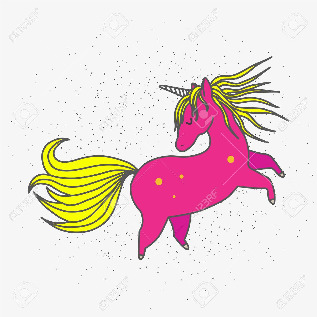 かわいい魔法のユニコーン あなたのデザインドレス ポスター カード Tシャツベクターイラストのための手描きの要素 のイラスト素材 ベクタ Image