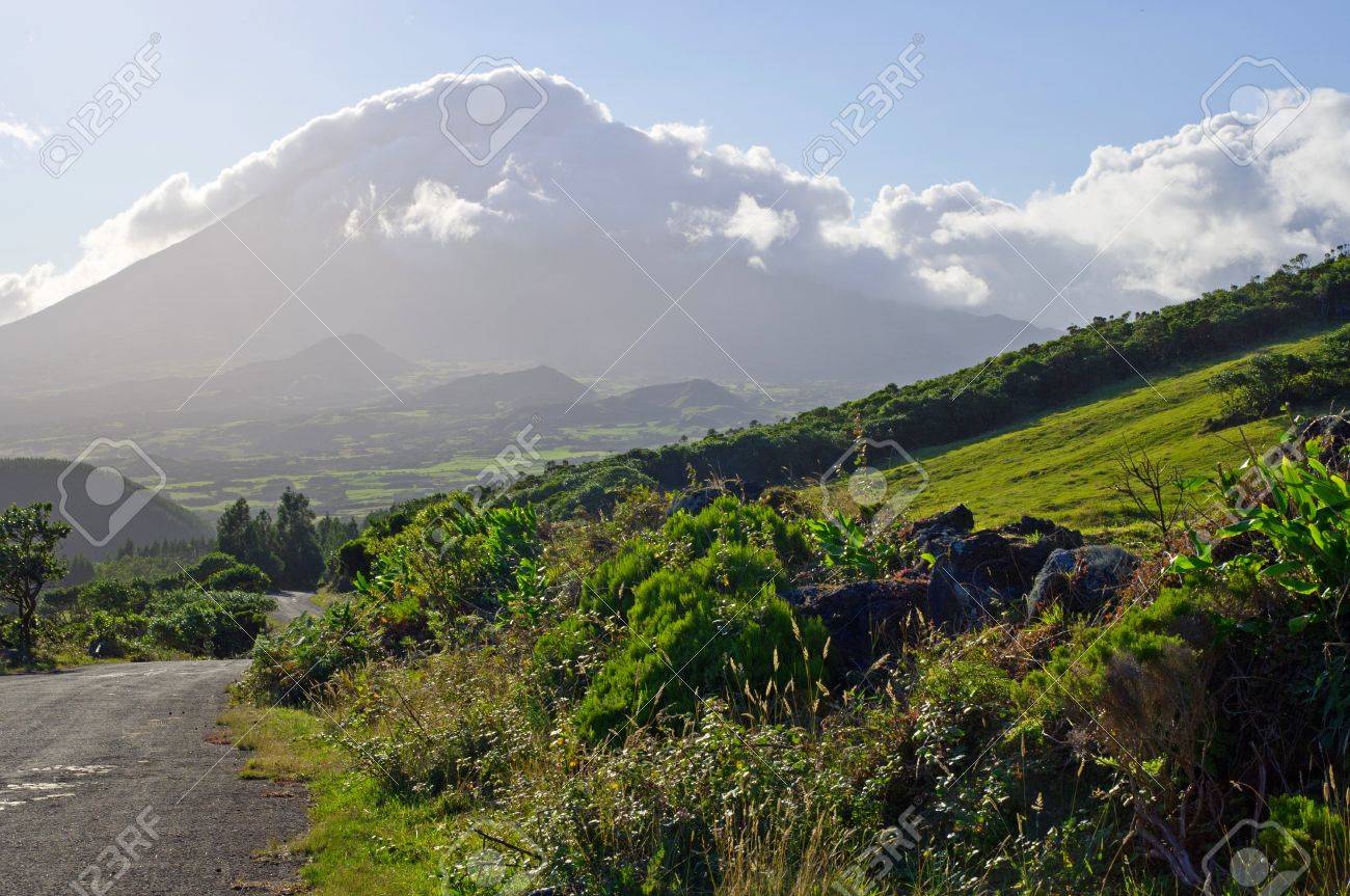 View on the highest mountain of Portugal in the late afternoon, Azores - 15939631 View on the highest mountain of Portugal in the late afternoon, Azores - 15939631