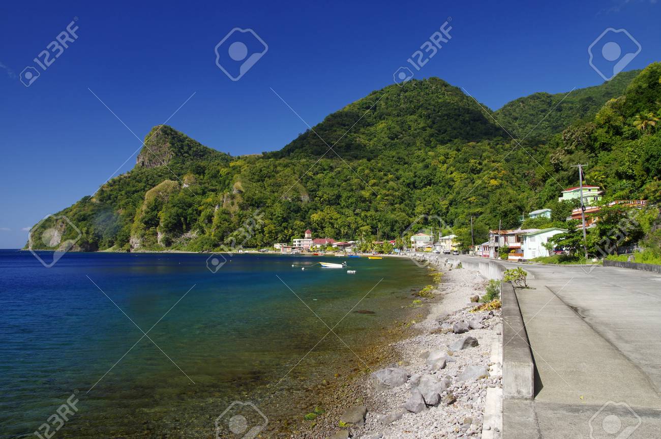 View of Soufriere village. Dominica island, Lesser Antilles - 82088143 View of Soufriere village. Dominica island, Lesser Antilles - 82088143