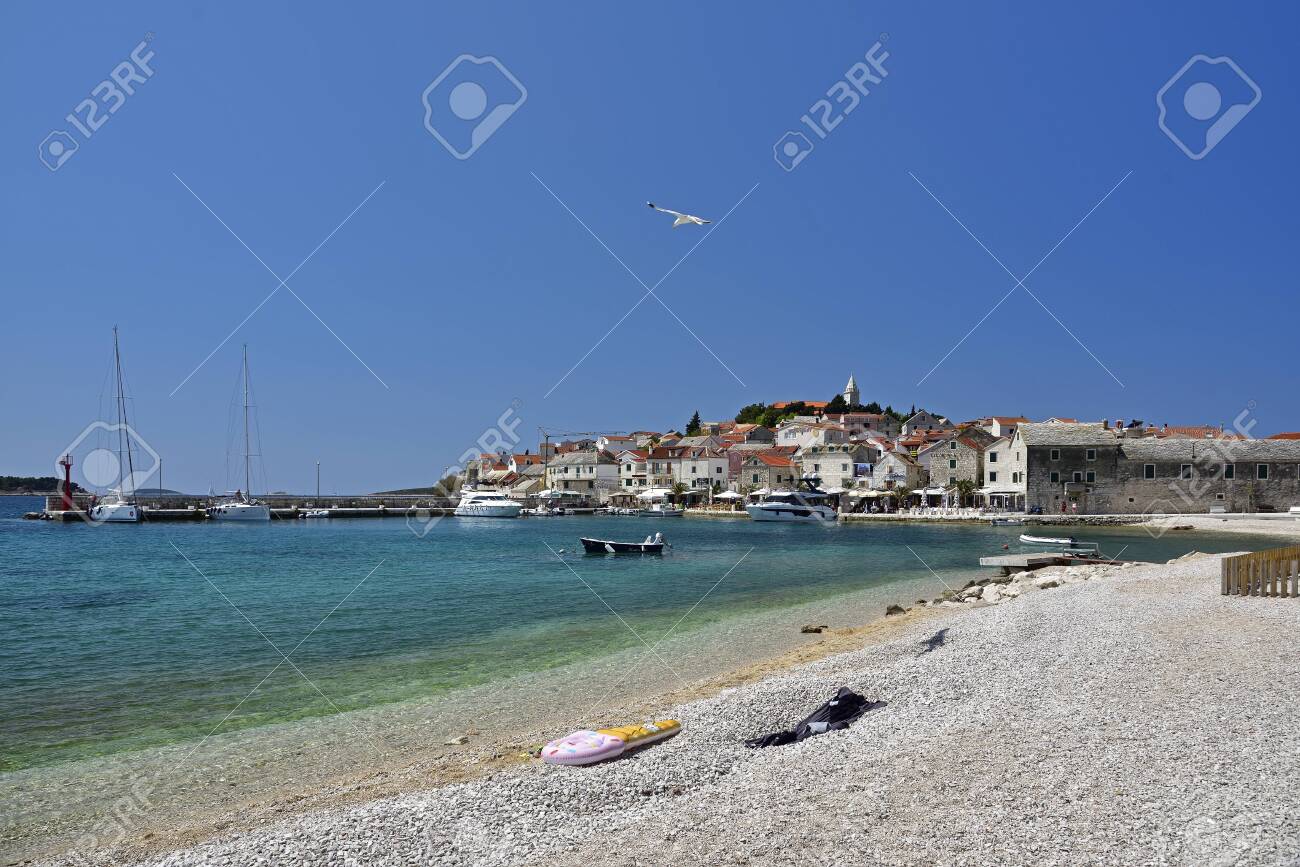 PRIMOSTEN, CROATIA - MAY 2, 2019 - The famous and beautiful Primosten town in Dalmatia - popular tourist destination in Dalmatia. Croatia - 145096136 PRIMOSTEN, CROATIA - MAY 2, 2019 - The famous and beautiful Primosten town in Dalmatia - popular tourist destination in Dalmatia. Croatia - 145096136